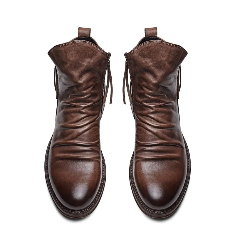 West Louis™ High-Top Tassel Zip PU Leather Boots