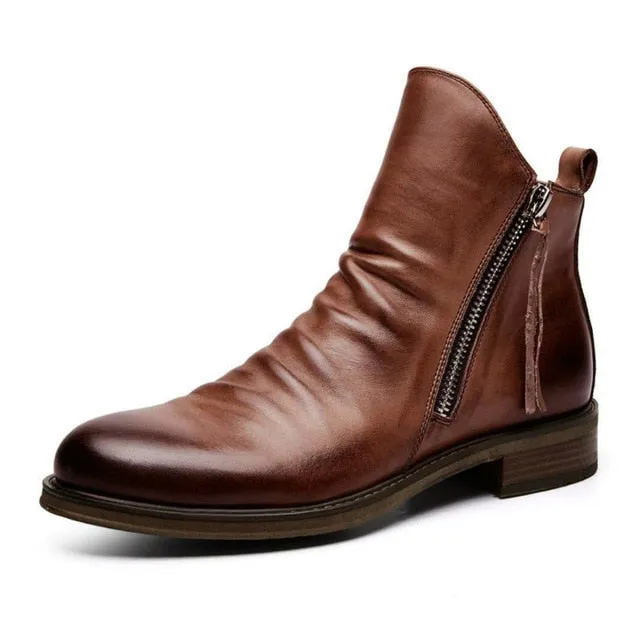 West Louis™ High-Top Tassel Zip PU Leather Boots