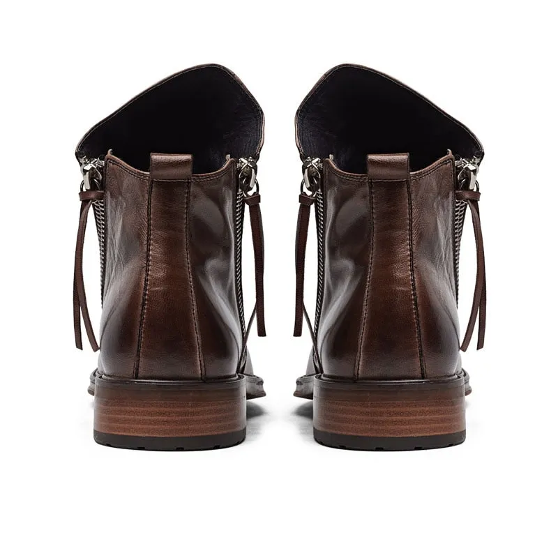 West Louis™ High-Top Tassel Zip PU Leather Boots