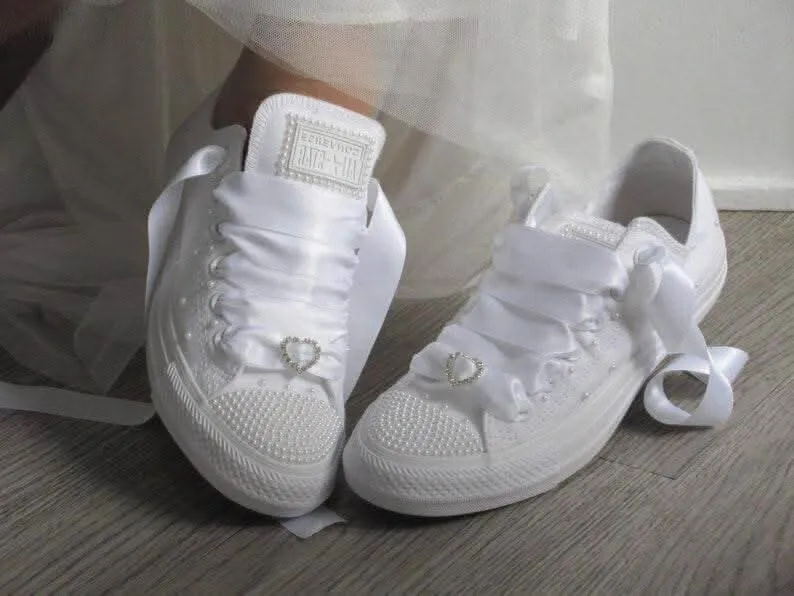 White Pearl Wedding Converse