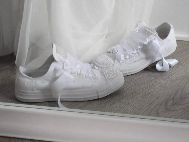 White Pearl Wedding Converse