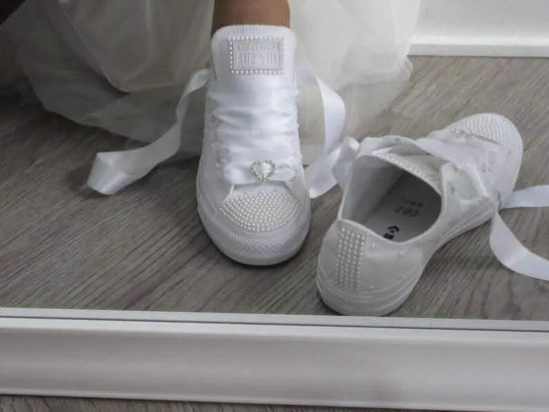 White Pearl Wedding Converse