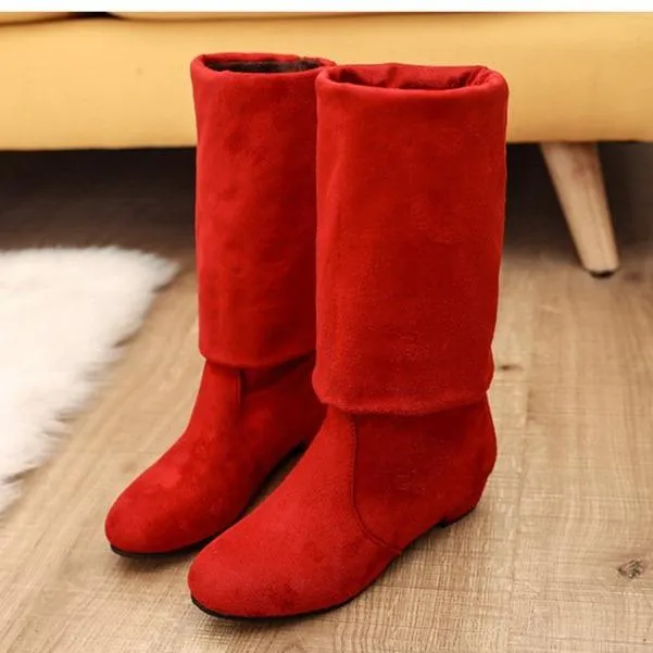 Women chunky low heel solid color over the knee boots