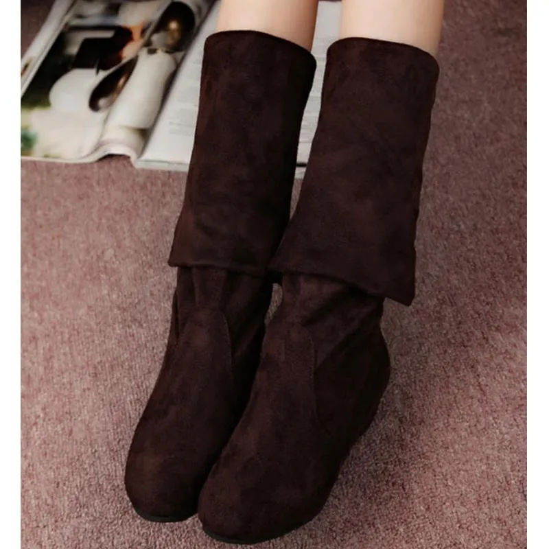 Women chunky low heel solid color over the knee boots