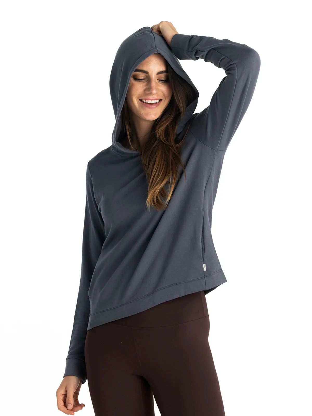 Women's Bamboo Lightweight Fleece Cropped Hoodie - Storm Cloud