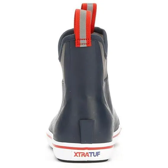 Xtratuf Men's 6" Ankle Deck Waterproof Boot - Navy / Red - 22733