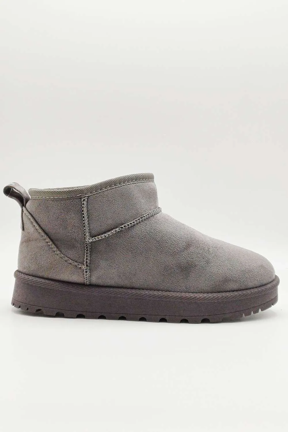 Zeda Small Flatform Faux Fur Ankle Boots in Grey