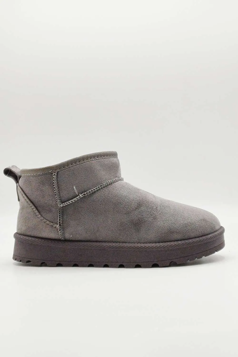 Zeda Small Flatform Faux Fur Ankle Boots in Grey